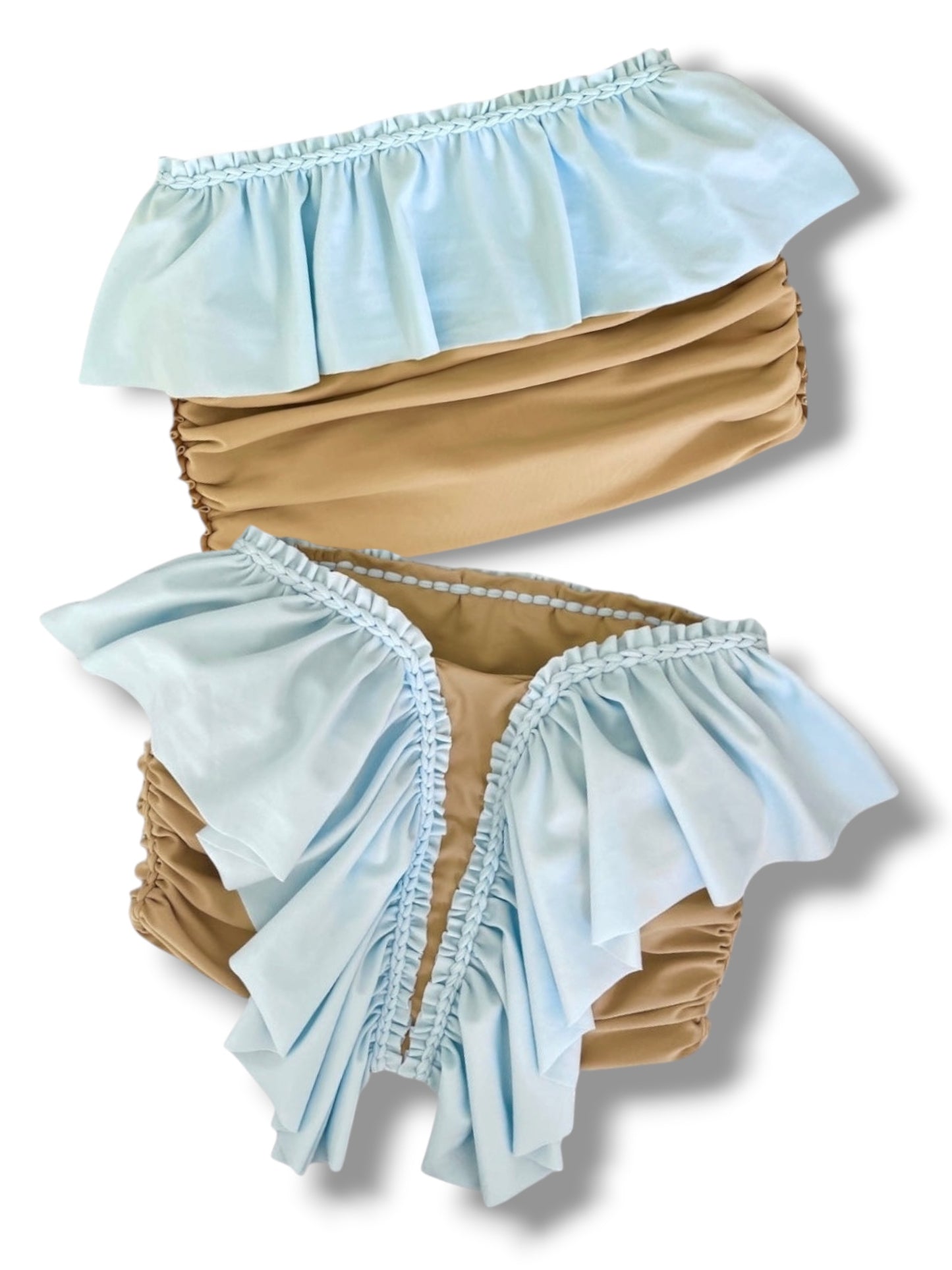 BUTTERFLY RUFFLE TUBE TOP • two tone