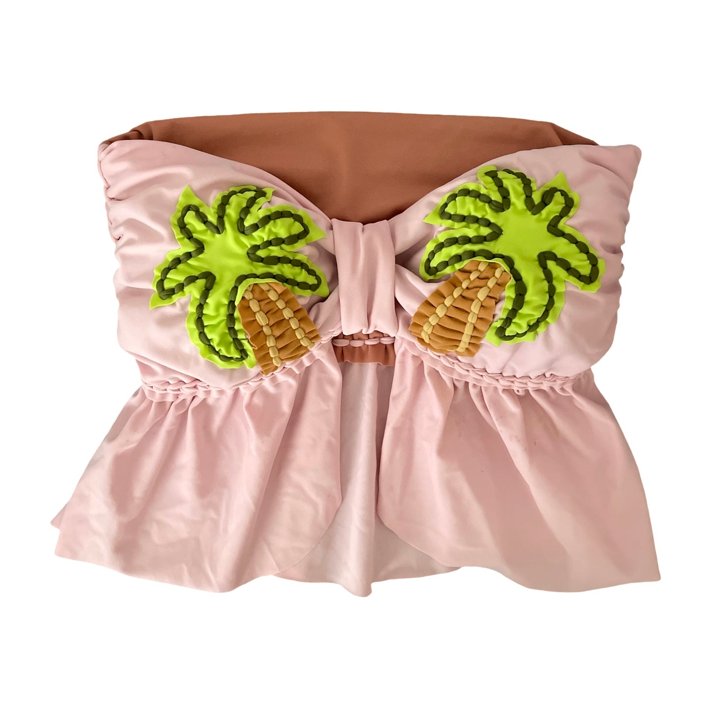 REVERSIBLE CROCHETED SPLIT RUFFLE COCO TOP • light pink and blush