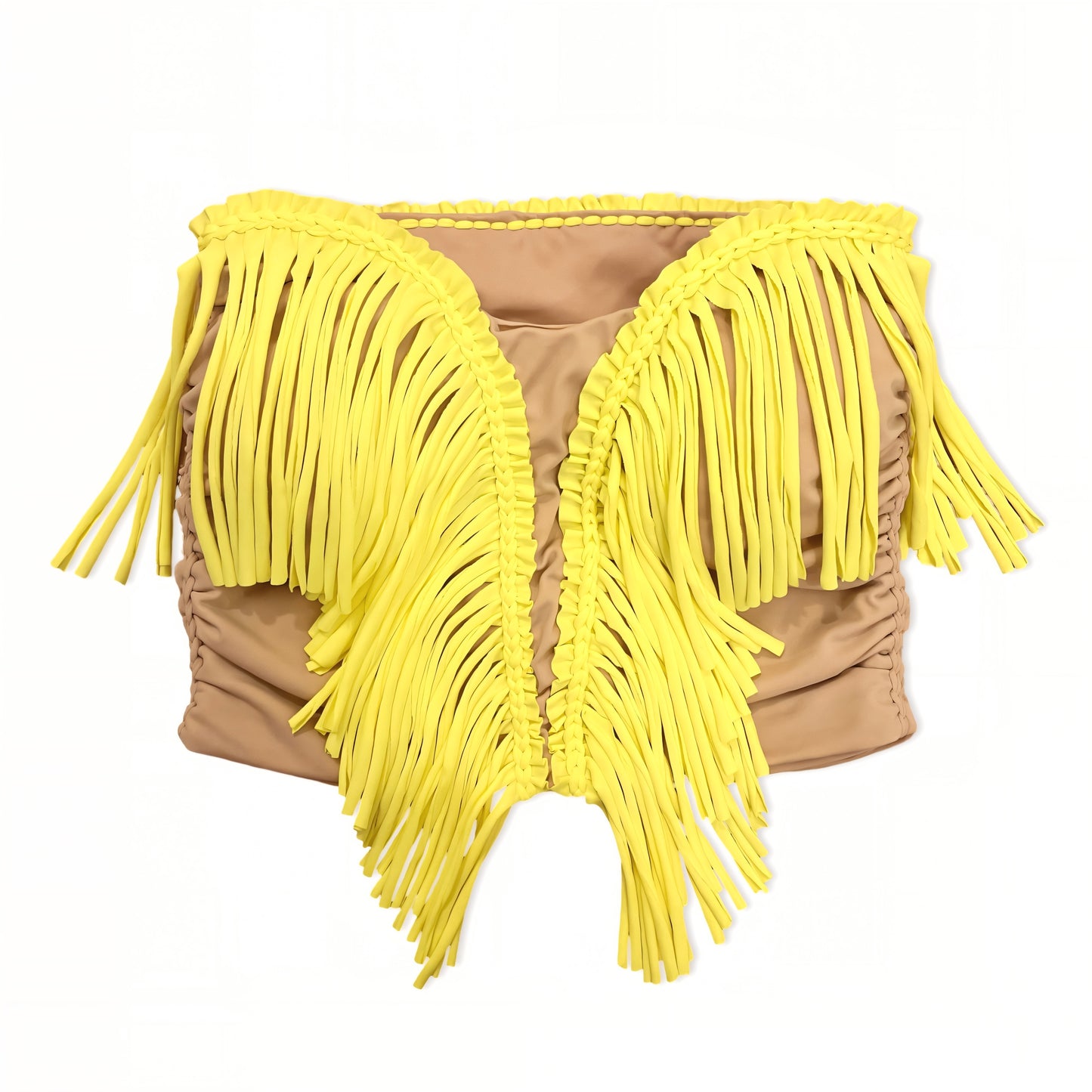 REVERSIBLE CROCHETED SWEETHEART FRINGE TOP • neon