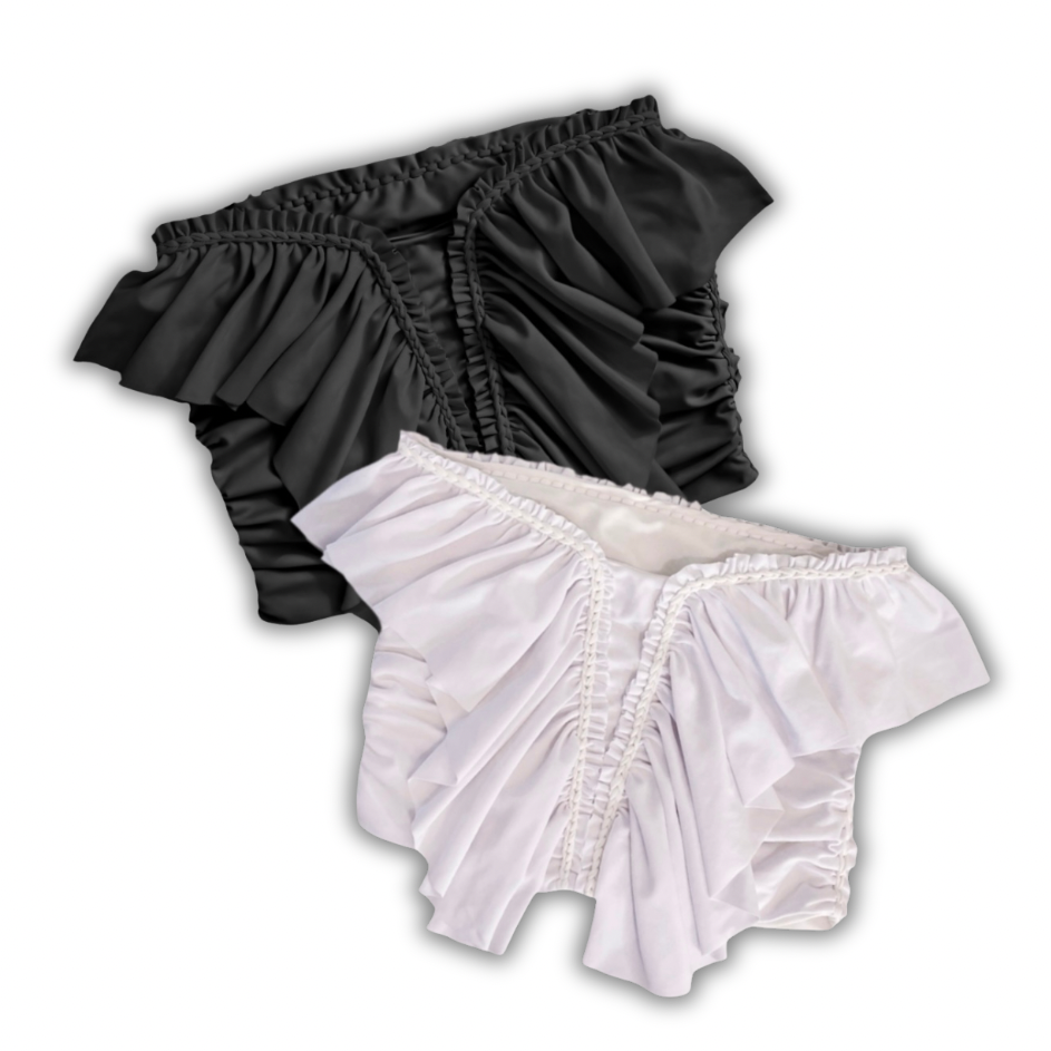 BUTTERFLY RUFFLE TUBE TOP • black or white