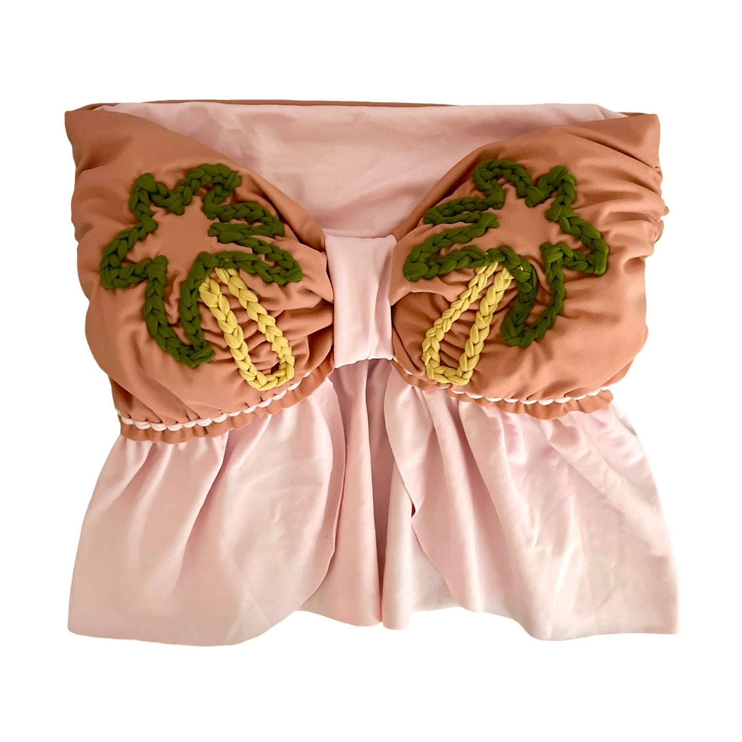 REVERSIBLE CROCHETED SPLIT RUFFLE COCO TOP • light pink and blush