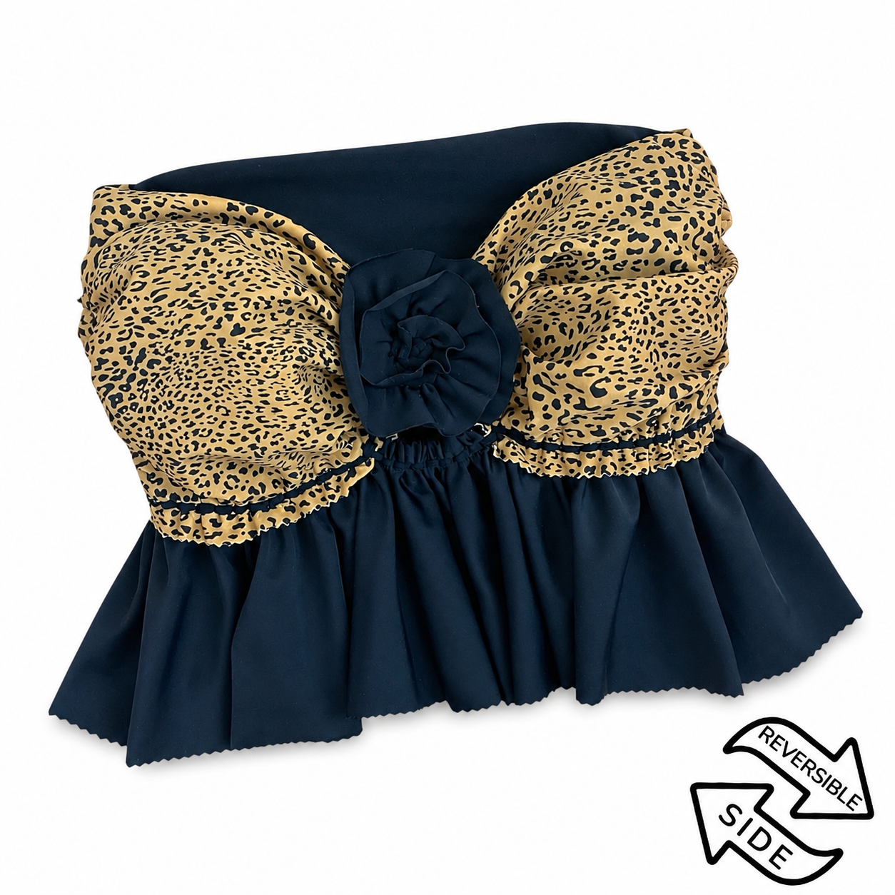 Reversible Ruffle Rose Top – Onyx & Leopard Print