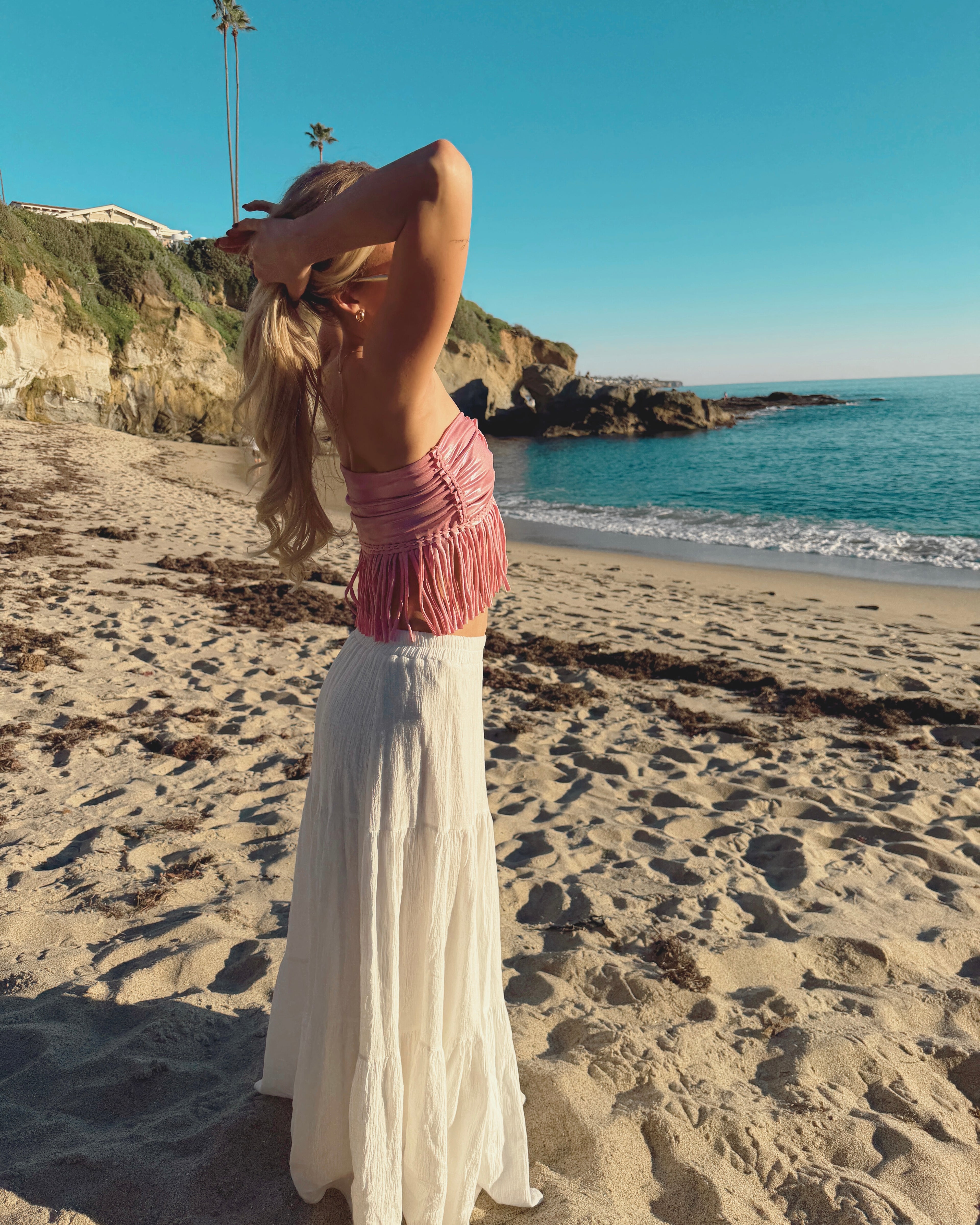 Reversible Fringe Rose Top – Rose Glow