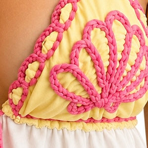 Ruffle Triangle Top – Seashell Pink / Tropical Palm