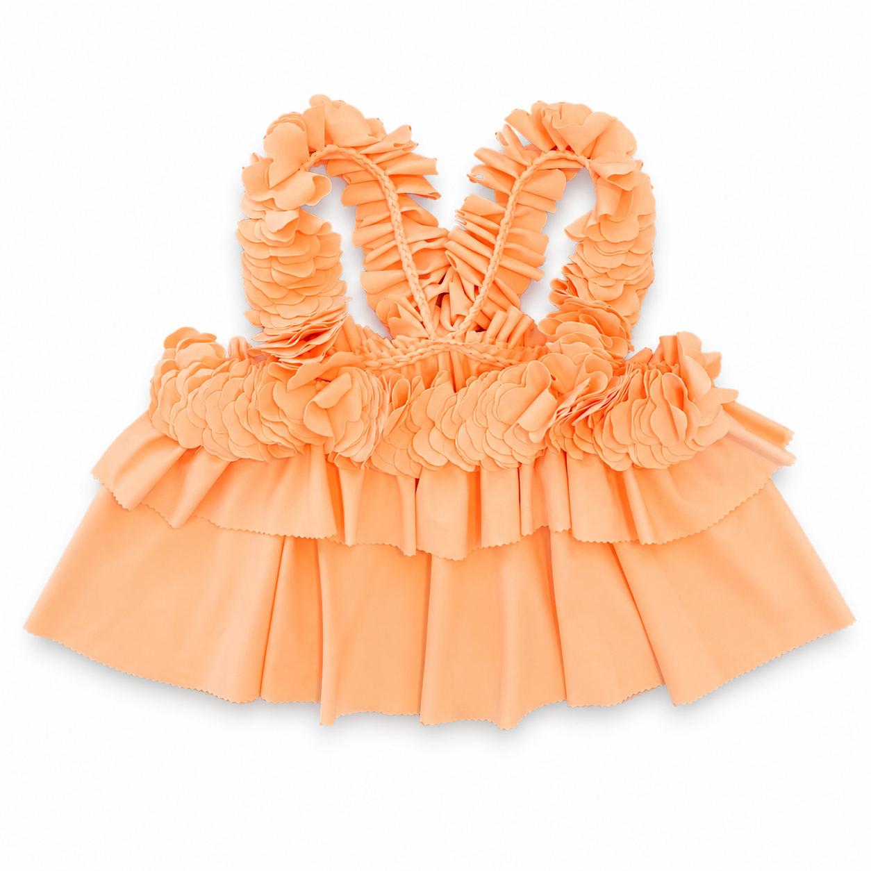 Handmade poppy light orange floral ruffle crop tank top