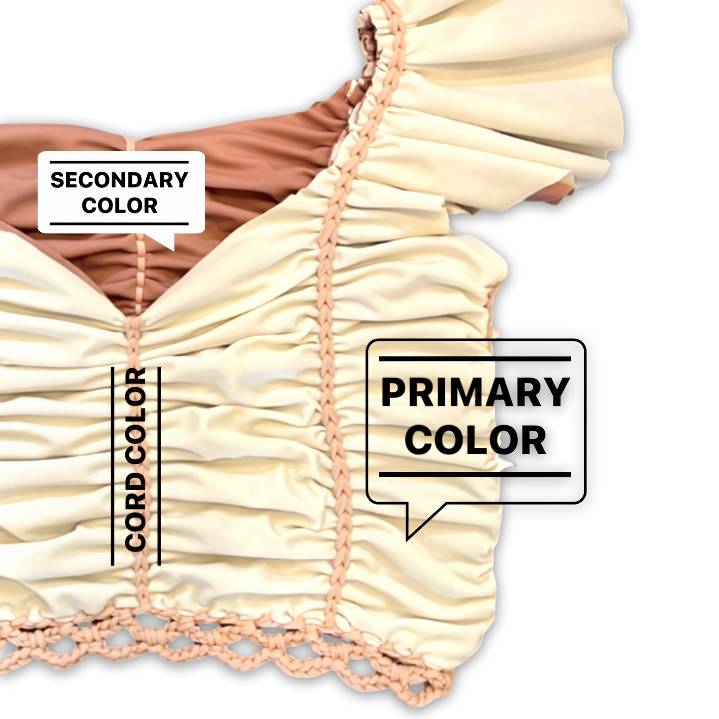 TWO PIECE SET ruffle bow top and peplum mini skirt • coral and light pink