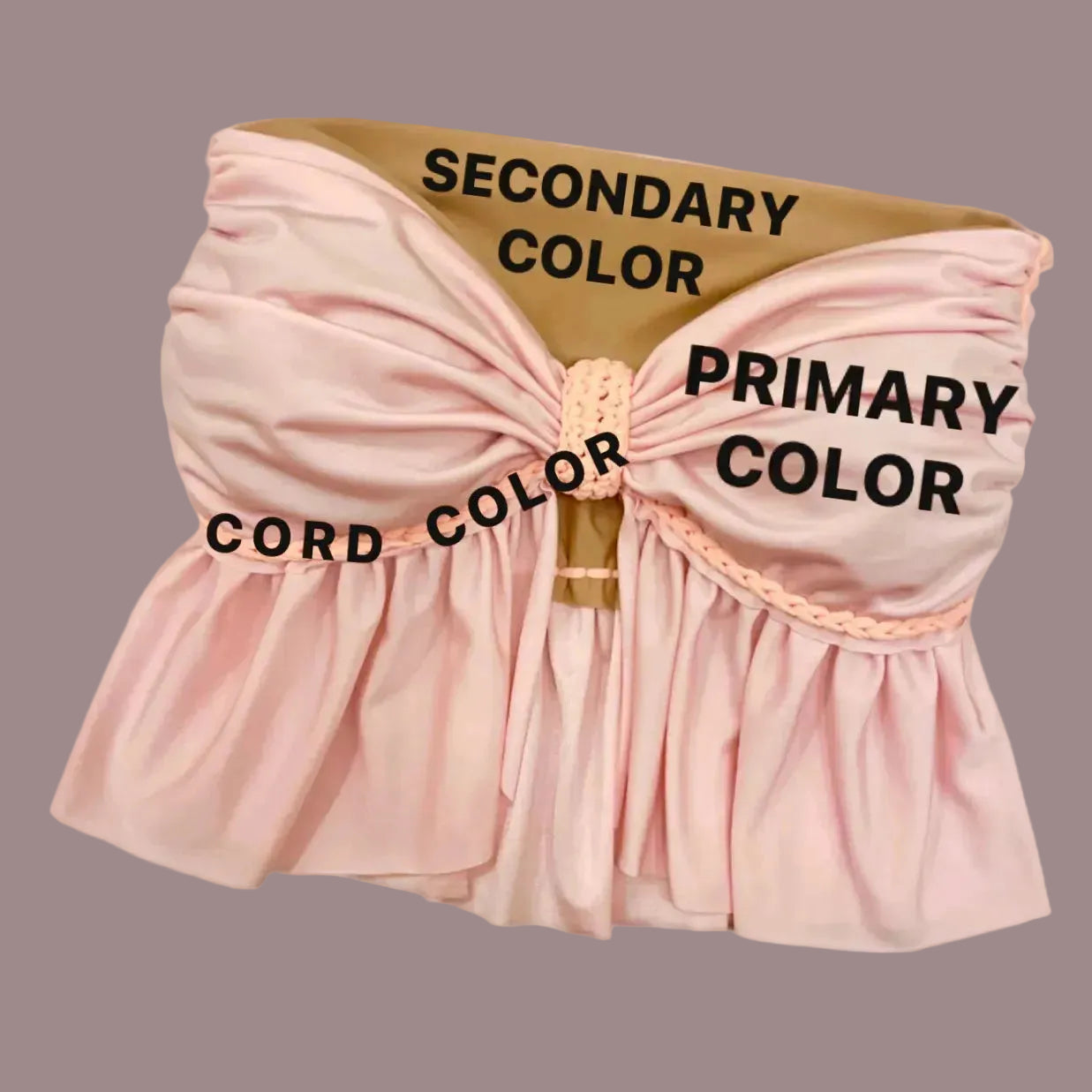 TWO PIECE SET ruffle bow top and peplum mini skirt • coral and light pink