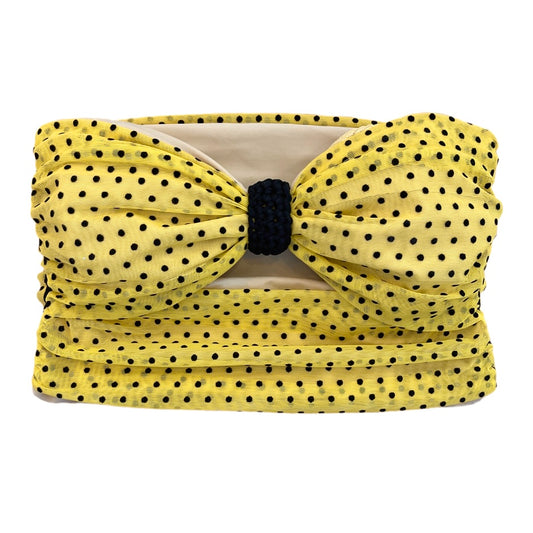 REVERSIBLE BOW TUBE TOP • yellow and black polka dot