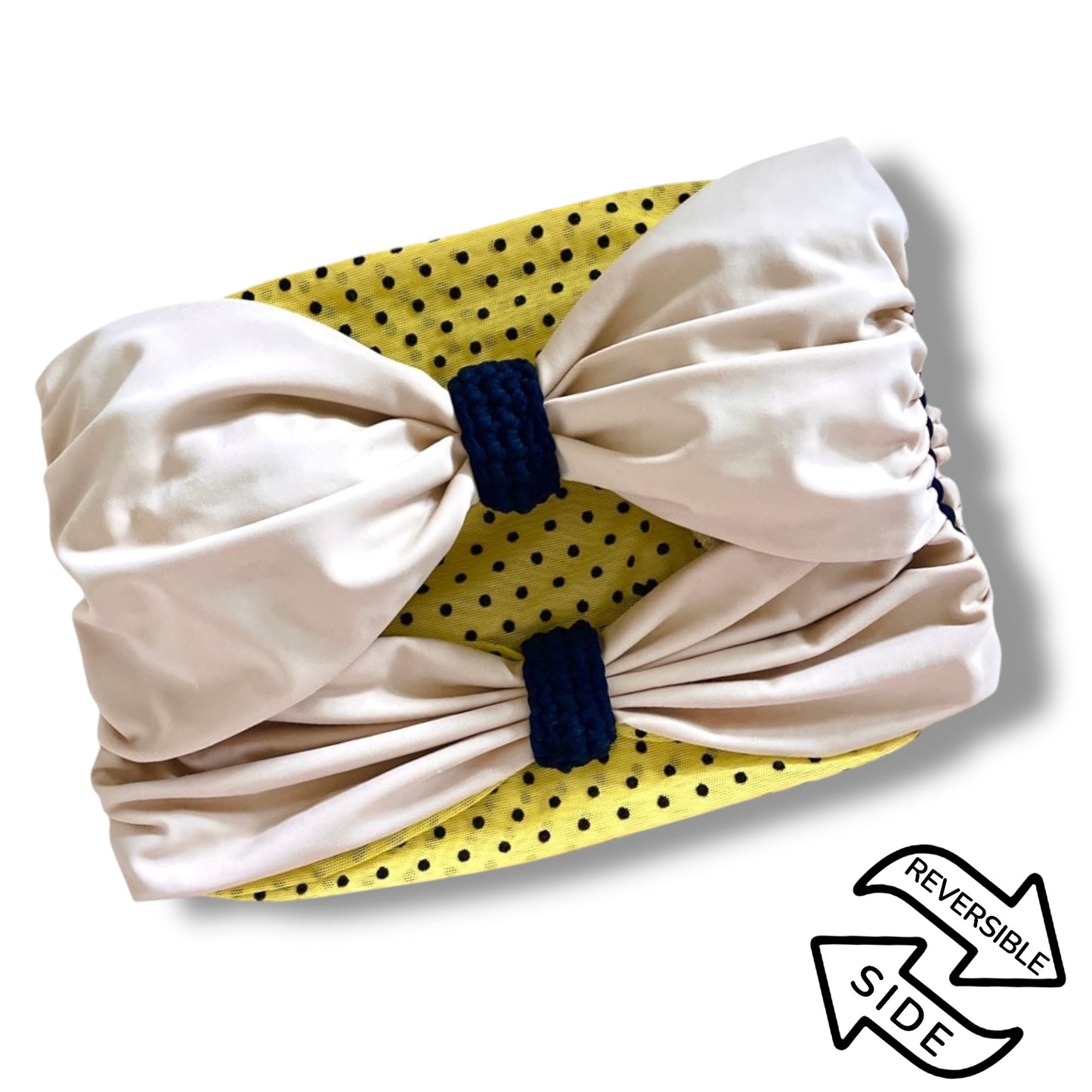TOP DE TUBO REVERSIBLE DE GANCHILLO CON 2 LAZOS • Lunares amarillos y negros