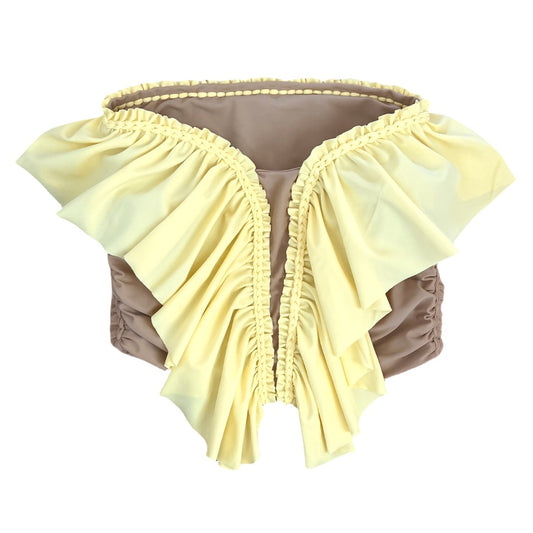 BUTTERFLY RUFFLE TUBE TOP • light yellow and sand