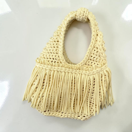 CROCHETED MINI FRINGE WRISTLET • lemon