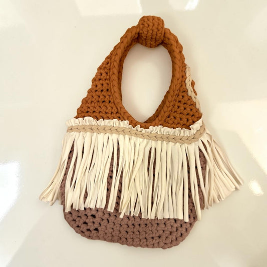 CROCHETED MINI FRINGE WRISTLET • neutrals