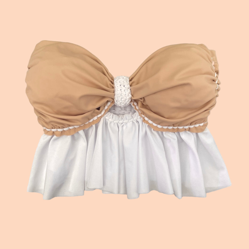 REVERSIBLE CROCHETED RUFFLE BOW TUBE TOP • custom colors