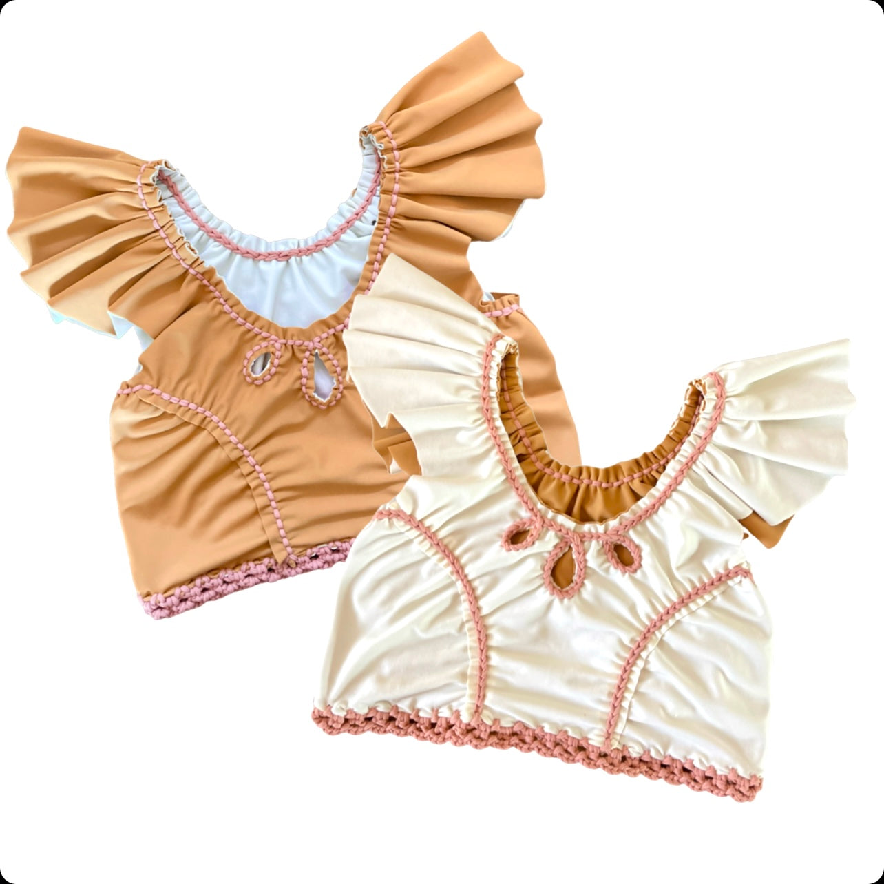 CROCHETED RODEO FLUTTER SLEEVE TOP • custom colors