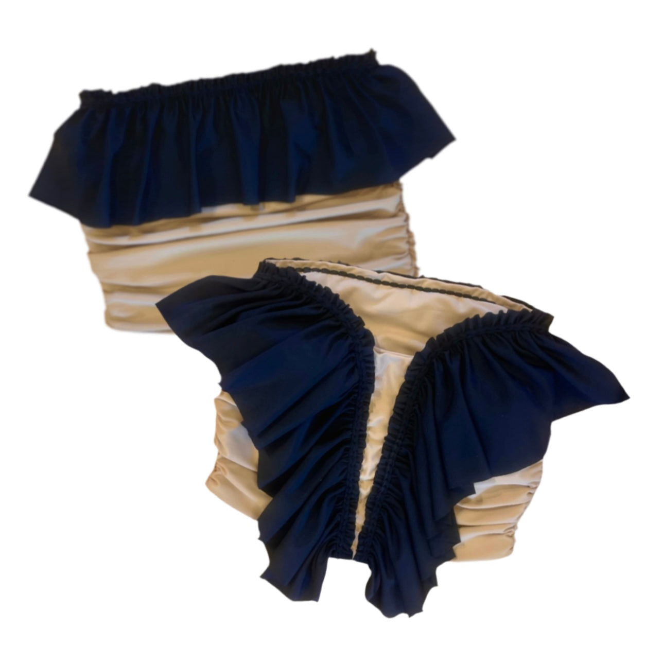 BUTTERFLY RUFFLE TUBE TOP • two tone