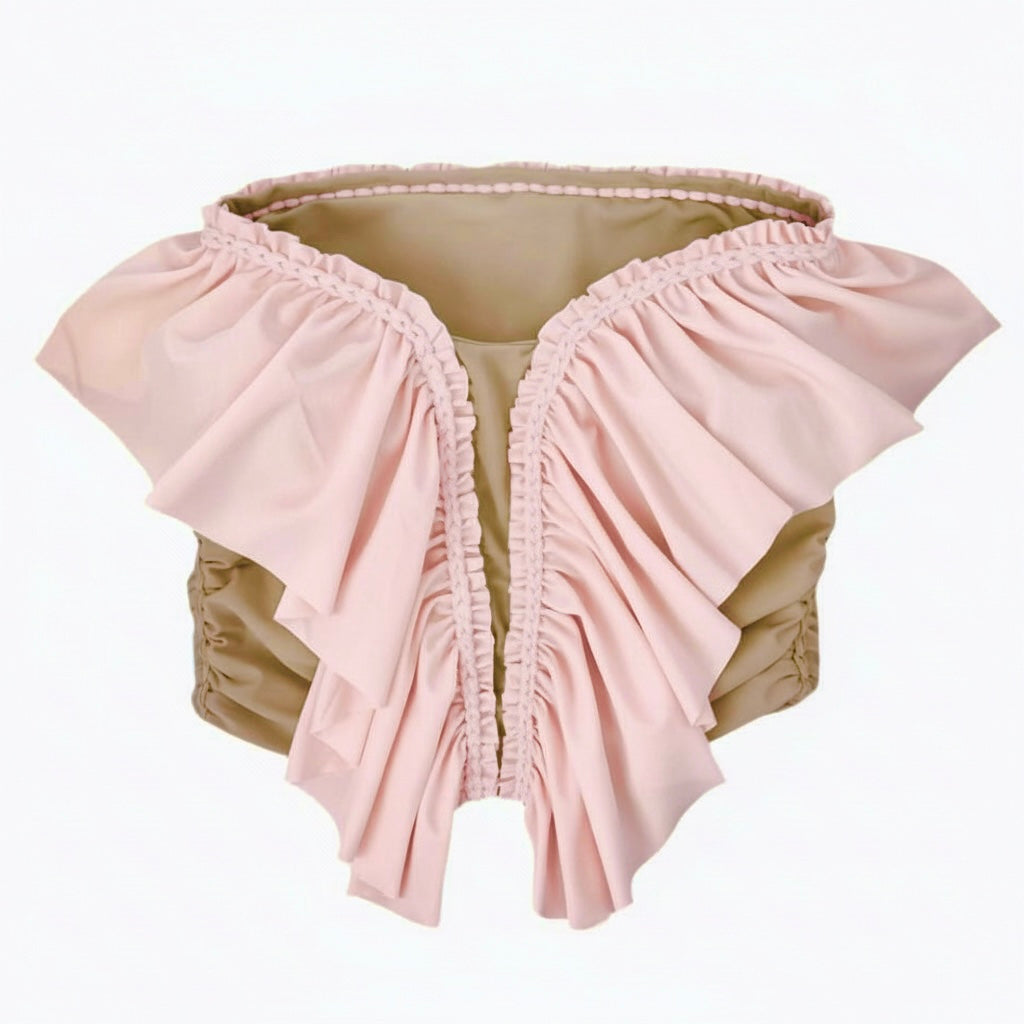 BUTTERFLY RUFFLE TUBE TOP • two tone