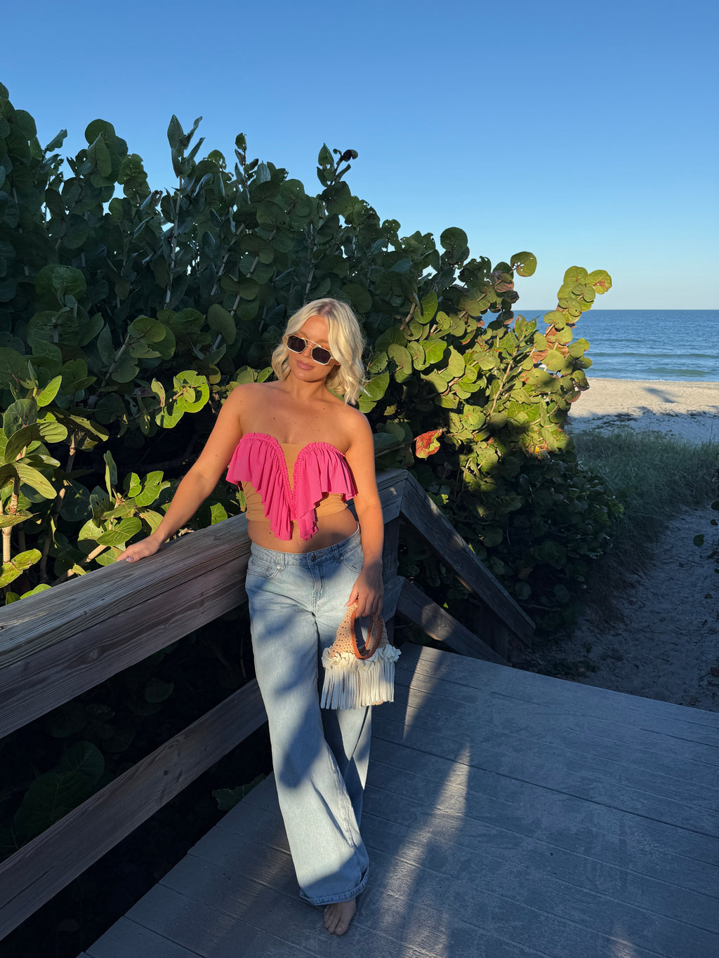 Butterfly Ruffle Tube Top