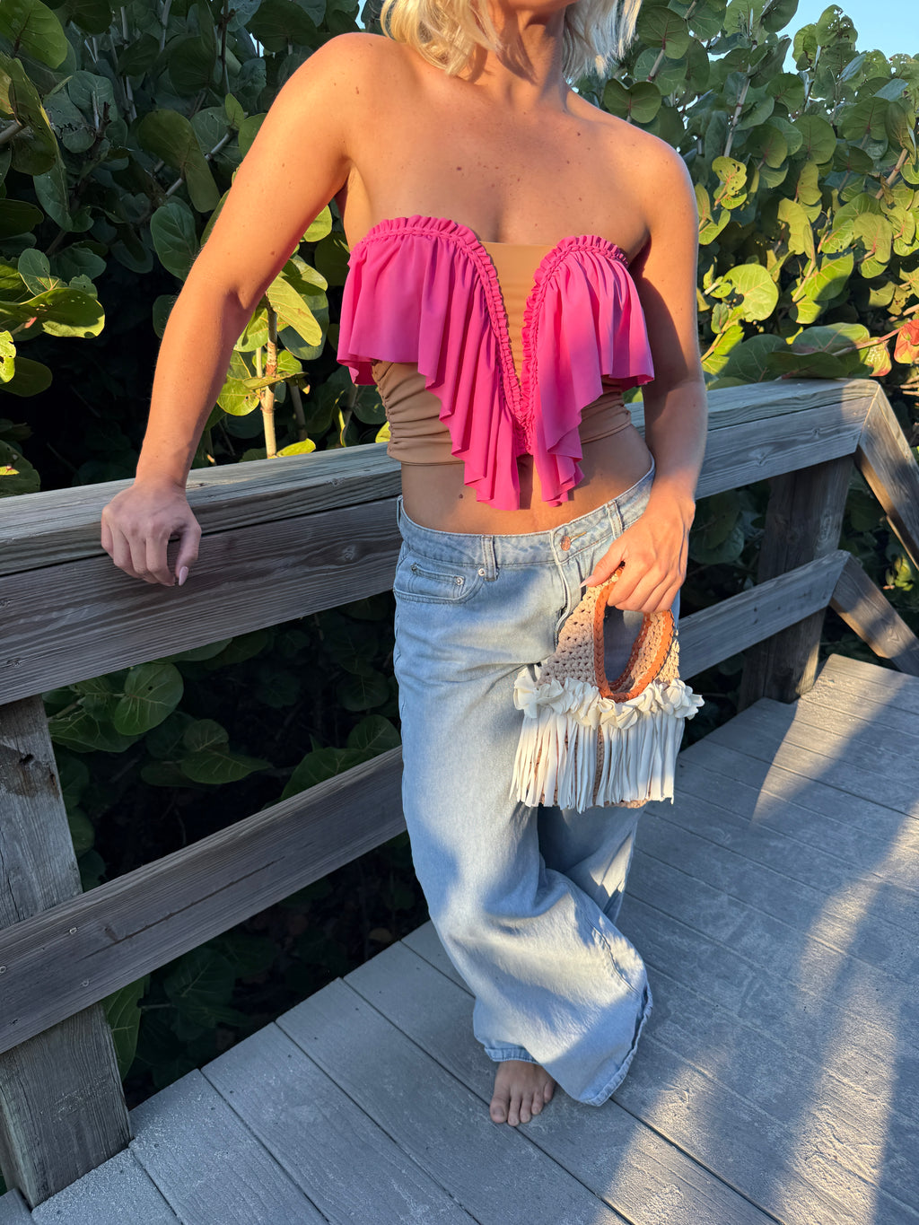 Butterfly Ruffle Tube Top