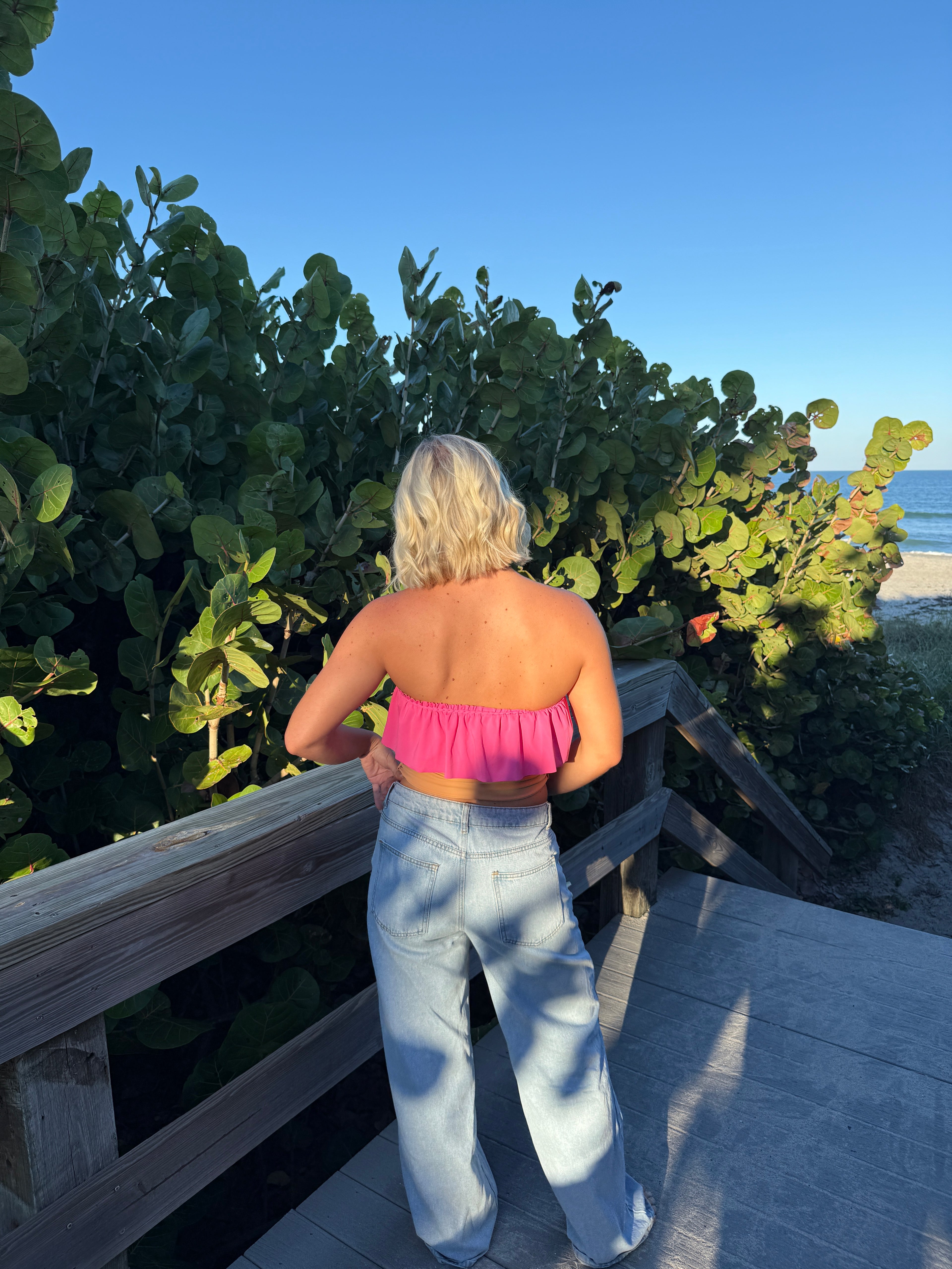 Butterfly Ruffle Tube Top