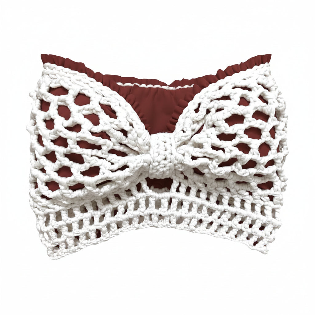 CROCHETED BANDEAU BOW TUBE TOP • black or white