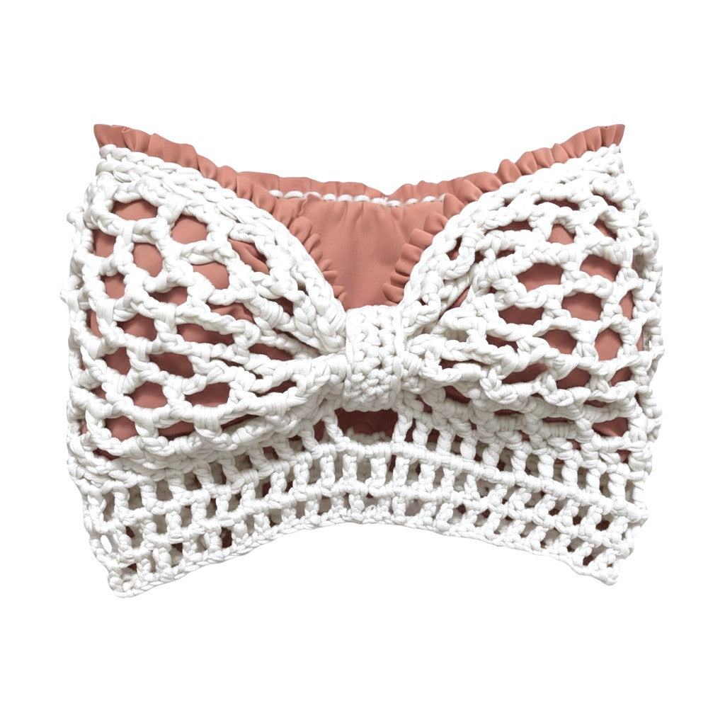 CROCHETED BANDEAU BOW TUBE TOP • black or white